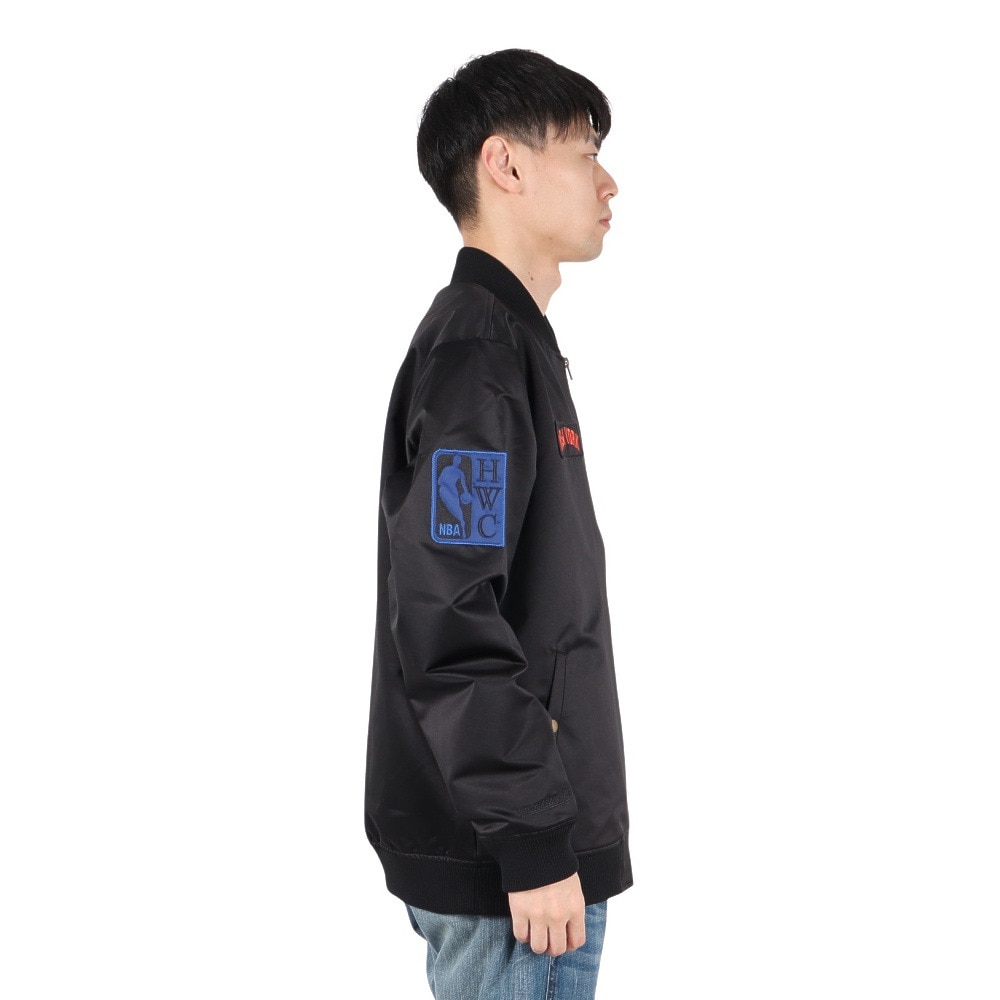 ミッチェルアンドネス（Mitchell&Ness）（メンズ）サテン ボンバー ジャケット NYK JK8095-NYKBLCK