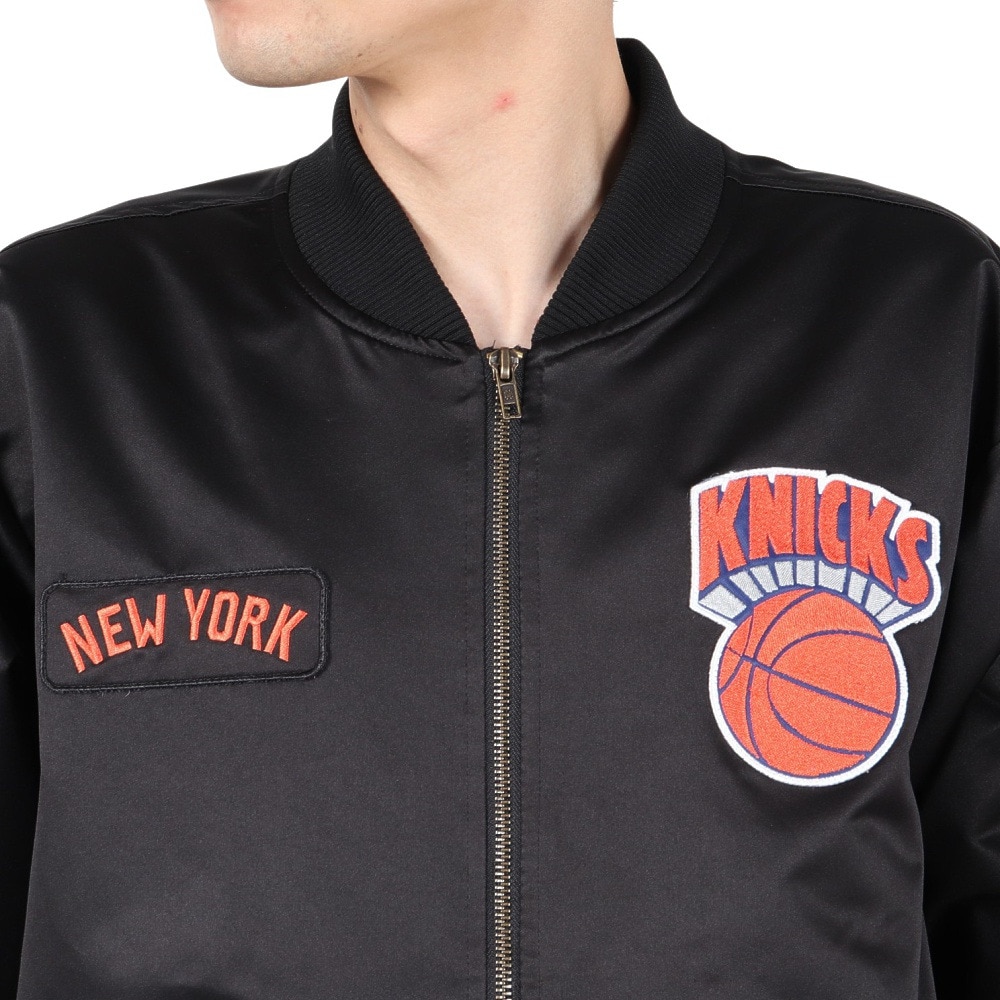 ミッチェルアンドネス（Mitchell&Ness）（メンズ）サテン ボンバー ジャケット NYK JK8095-NYKBLCK