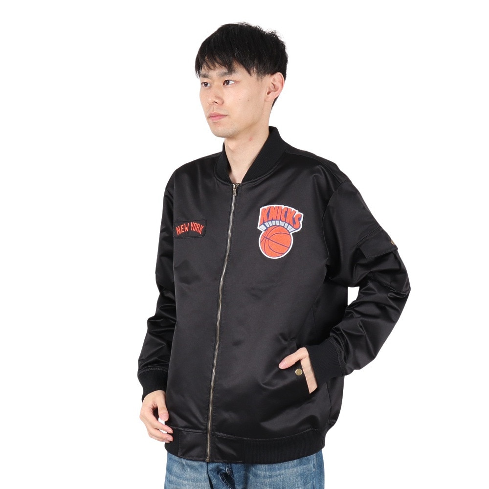 ミッチェルアンドネス（Mitchell&Ness）（メンズ）サテン ボンバー ジャケット NYK JK8095-NYKBLCK