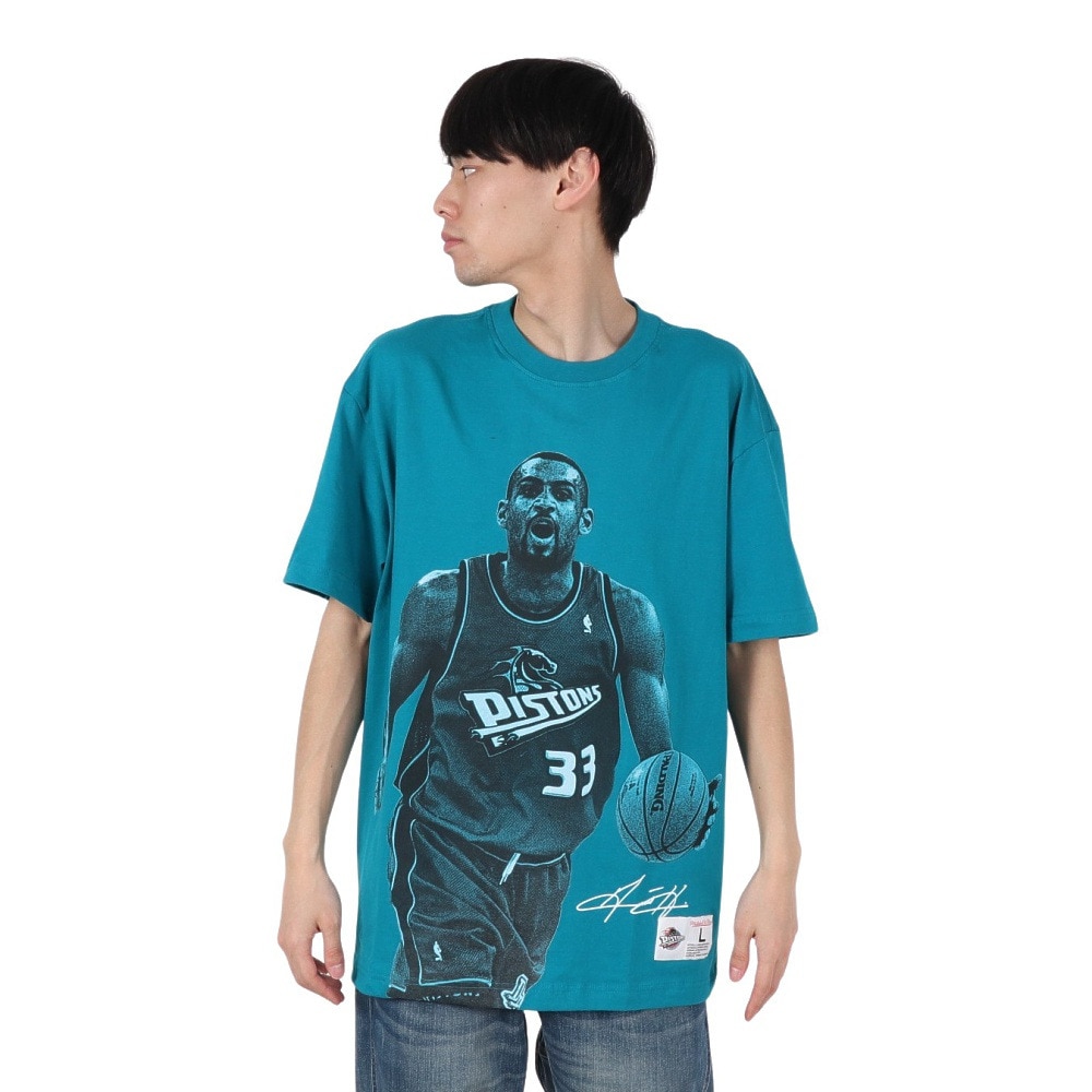 ミッチェルアンドネス（Mitchell&Ness）（メンズ）プレイヤー 半袖Tシャツ デトロイト・ピストンズ NN8097-DPITEAL