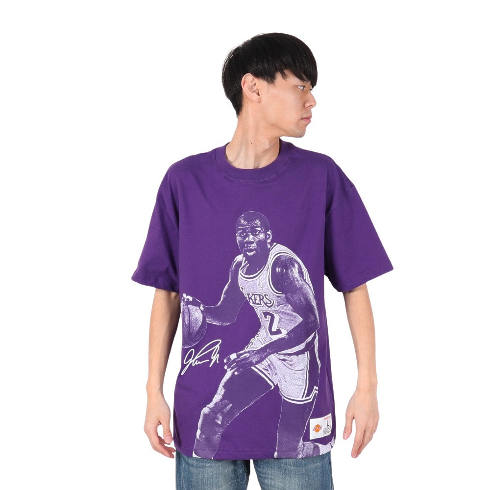 ミッチェルアンドネス（Mitchell&Ness）（メンズ）プレイヤー 半袖Tシャツ ロサンゼルス・レイカーズ NN8097-LALPURP