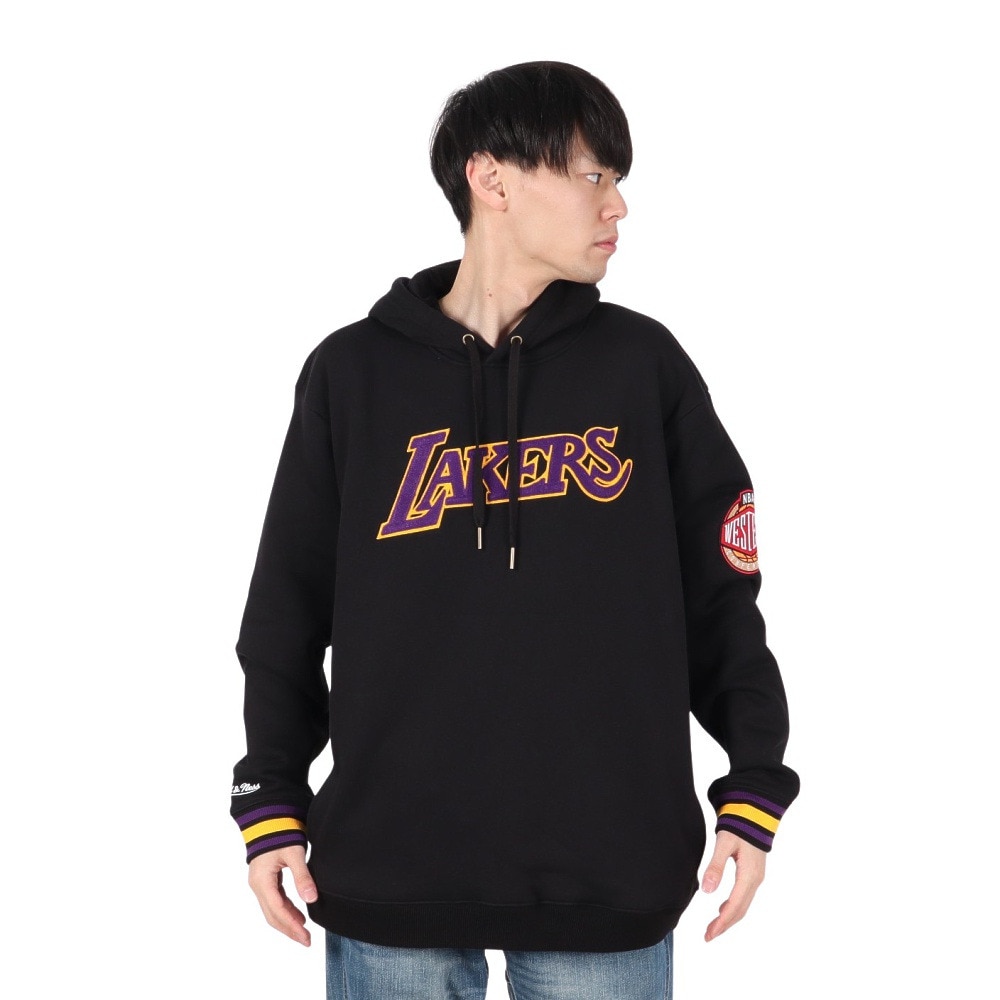 ミッチェルアンドネス（Mitchell&Ness）（メンズ）フリース フーディー ロサンゼルス・レイカーズ TH8091-LALBLCK