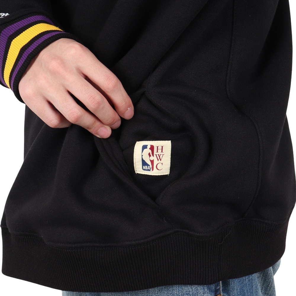 ミッチェルアンドネス（Mitchell&Ness）（メンズ）フリース フーディー ロサンゼルス・レイカーズ TH8091-LALBLCK