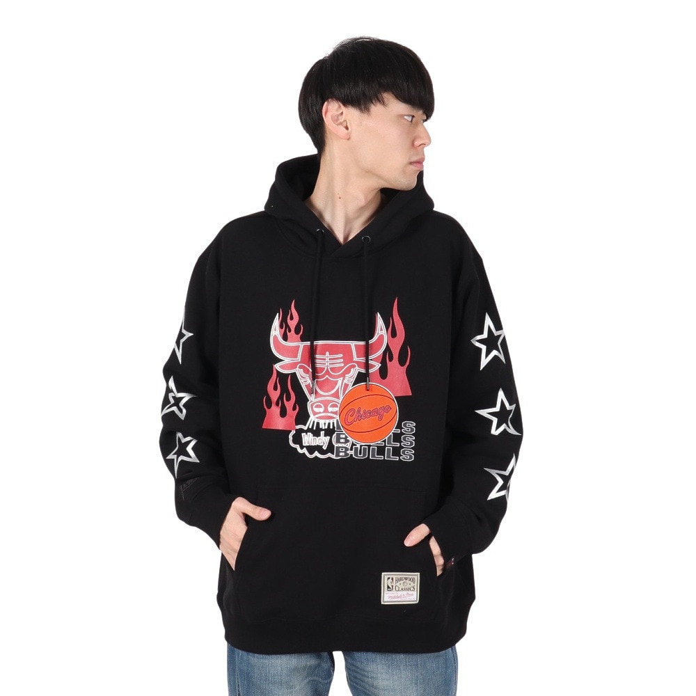 ミッチェルアンドネス（Mitchell&Ness）（メンズ）NBA オーバーサイズ フーディー シカゴ ブルズ BULLS TH8916-CBUBLCK