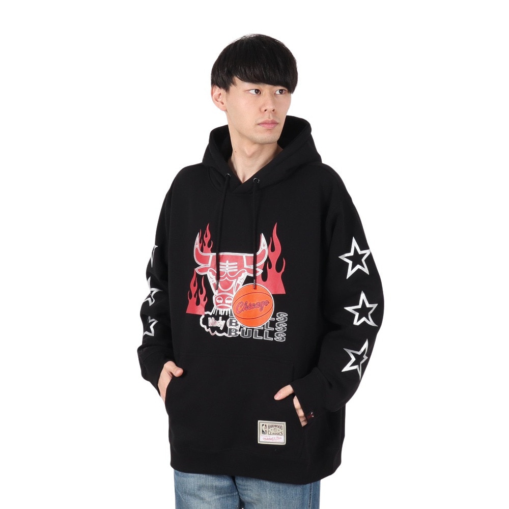 ミッチェルアンドネス（Mitchell&Ness）（メンズ）NBA オーバーサイズ フーディー シカゴ ブルズ BULLS TH8916-CBUBLCK