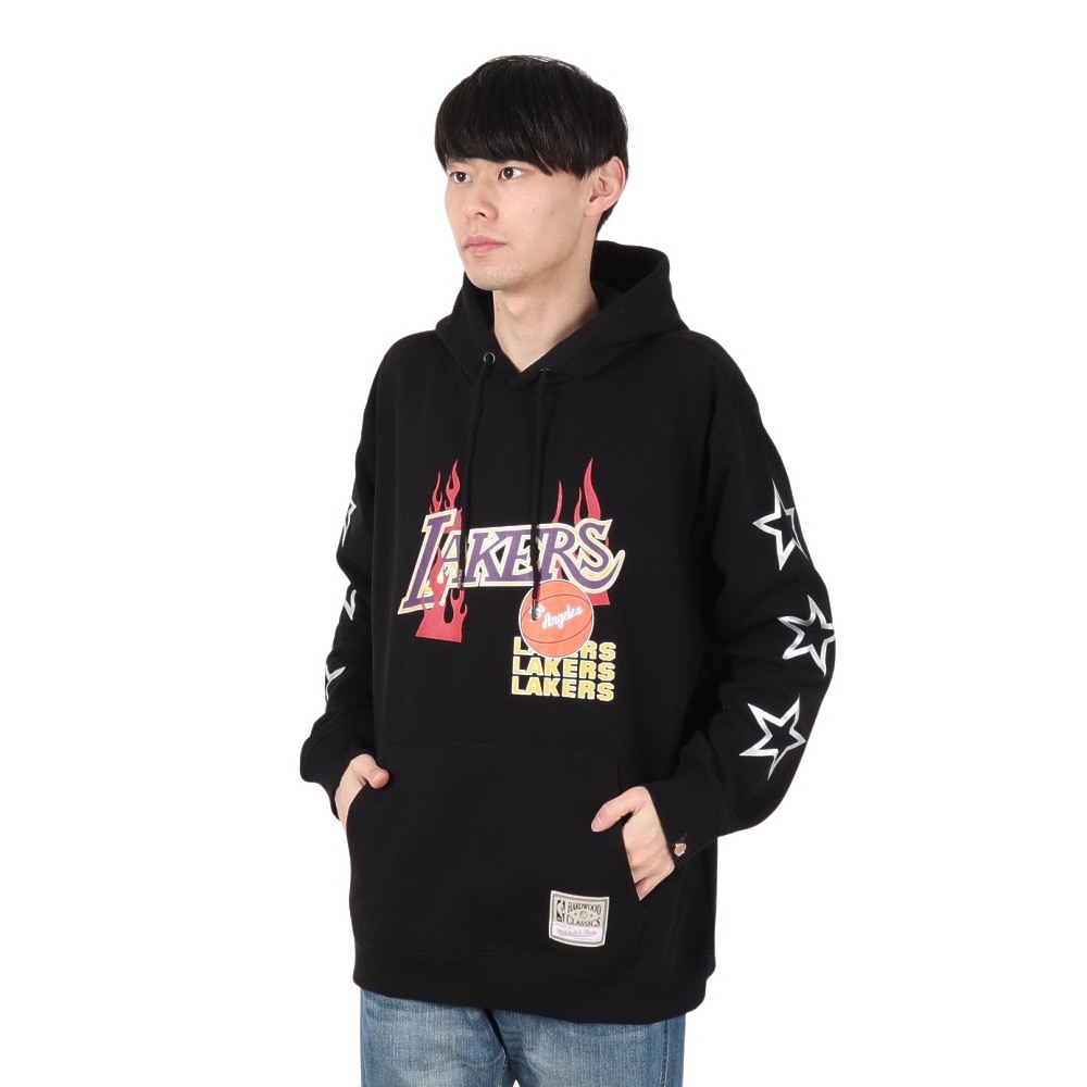 ミッチェルアンドネス（Mitchell&Ness）（メンズ）オーバーサイズ フーディー ロサンゼルス・レイカーズ TH8916-LALBLCK