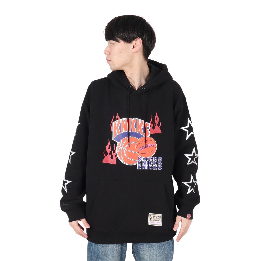 ミッチェルアンドネス（Mitchell&Ness）（メンズ）NBA オーバーサイズ フーディー ニューヨーク ニックス KNICKS TH8916-NYKBLCK