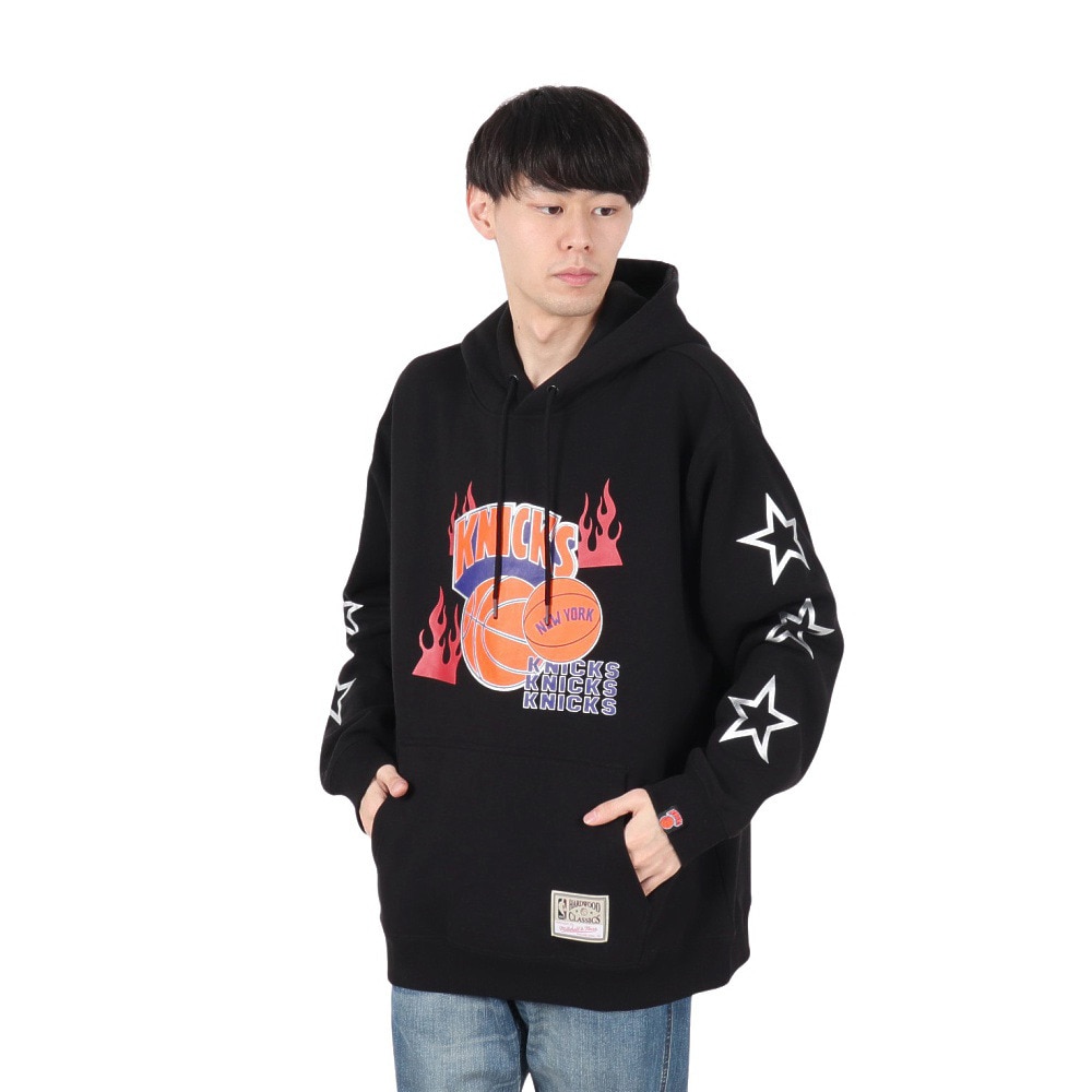 ミッチェルアンドネス（Mitchell&Ness）（メンズ）NBA オーバーサイズ フーディー ニューヨーク ニックス KNICKS TH8916-NYKBLCK