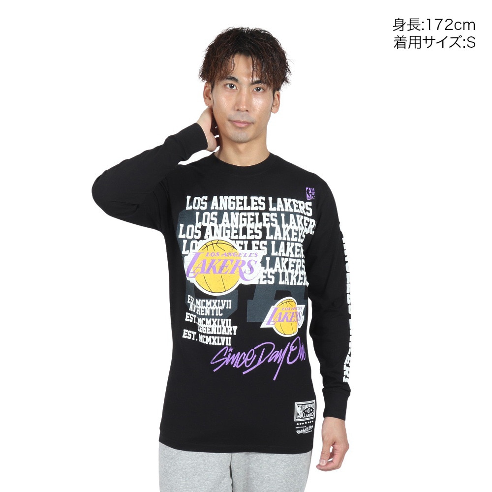 ミッチェルアンドネス（Mitchell&Ness）（メンズ）HOME TEAM 長袖Tシャツ NBA ロサンゼルス・レイカーズ HWC TP10003-LALBLCK