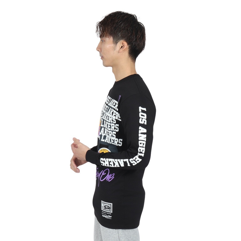 ミッチェルアンドネス（Mitchell&Ness）（メンズ）HOME TEAM 長袖Tシャツ NBA ロサンゼルス・レイカーズ HWC TP10003-LALBLCK