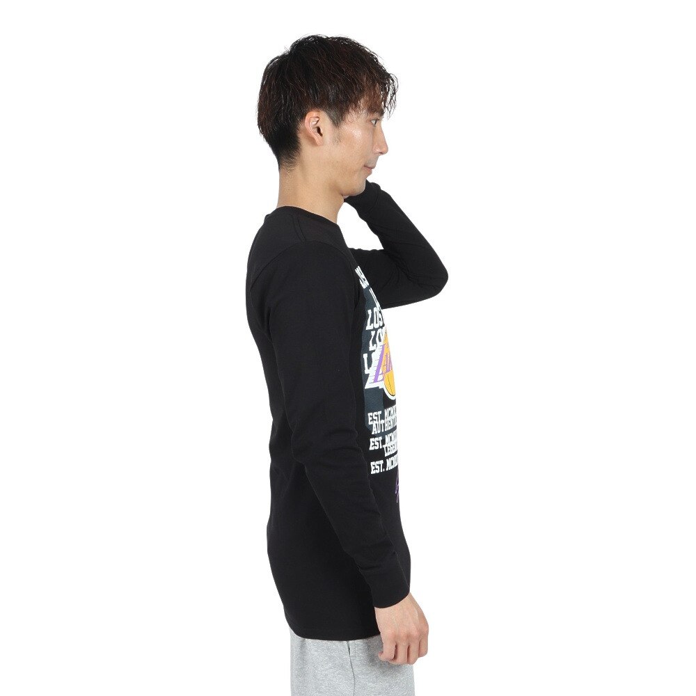 ミッチェルアンドネス（Mitchell&Ness）（メンズ）HOME TEAM 長袖Tシャツ NBA ロサンゼルス・レイカーズ HWC TP10003-LALBLCK