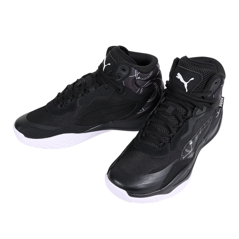 【SALE/73%OFF】 プーマ PLAY MAKER PRO MID PLUS プレイメーカー プロ ミッド プラス 379016 メンズ レディス バスケットボール シューズ バッシュ ホワイト×グリーン PUMA