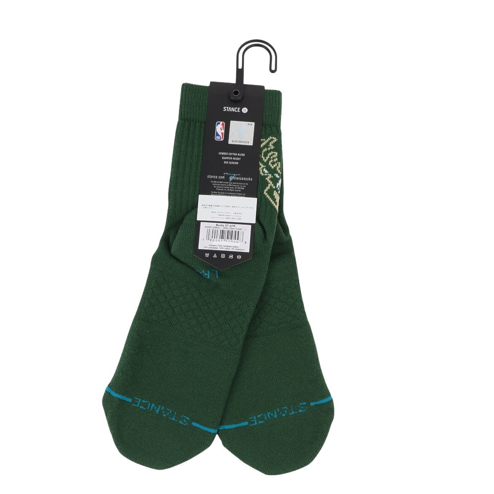 スタンス（STANCE）（メンズ）バスケットボール ソックス BUCKS ST QTR ミルウォーキー バックス A356C22BUC DNG