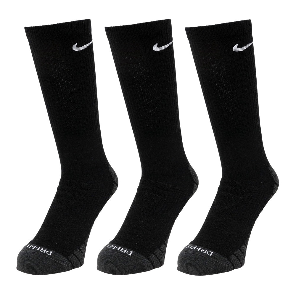 ナイキ（NIKE）（メンズ、レディース、キッズ）バスケットボール 3足組ソエブリデイ マックス クッションド トレーニング クルー ソックス SX5547-010