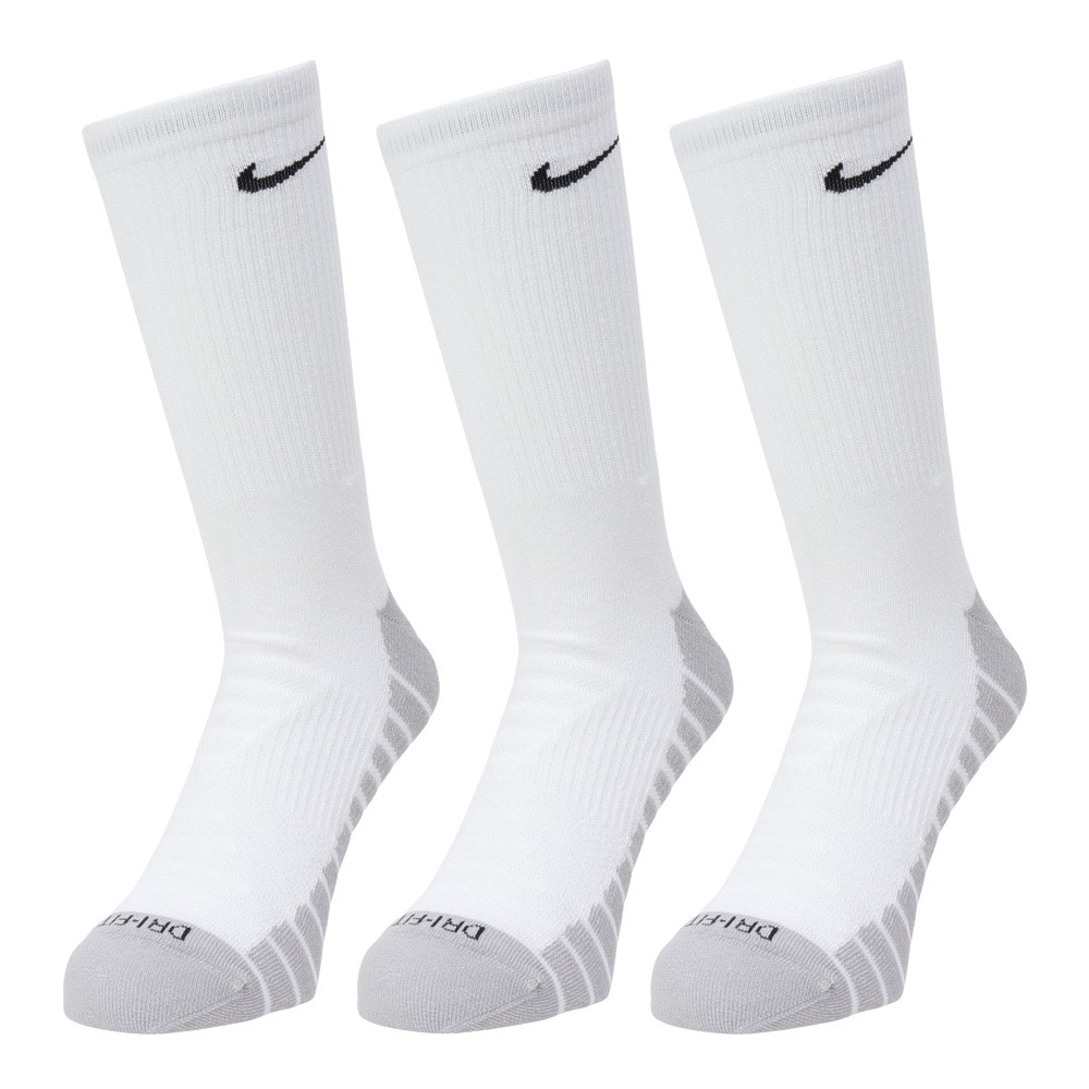 ナイキ（NIKE）（メンズ、レディース、キッズ）バスケットボール 3足組ソエブリデイ マックス クッションド トレーニング クルー ソックス SX5547-100
