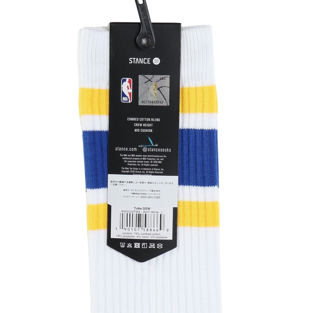 スタンス（STANCE）（メンズ）バスケットボール ソックス TUBE GSW A555C24TWA WHT