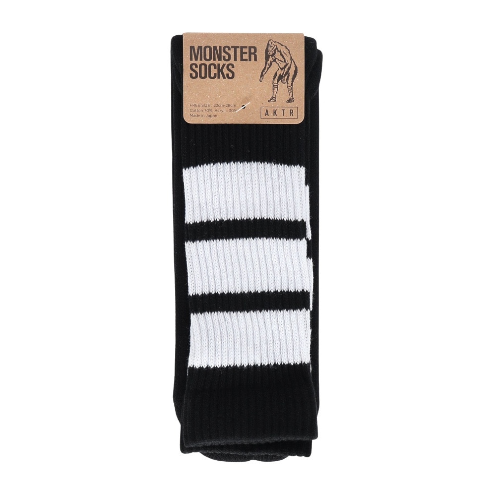 アクター（AKTR）（メンズ、レディース、キッズ）バスケットボール ソックス MONSTER SOCKS 224-007021 BKWH