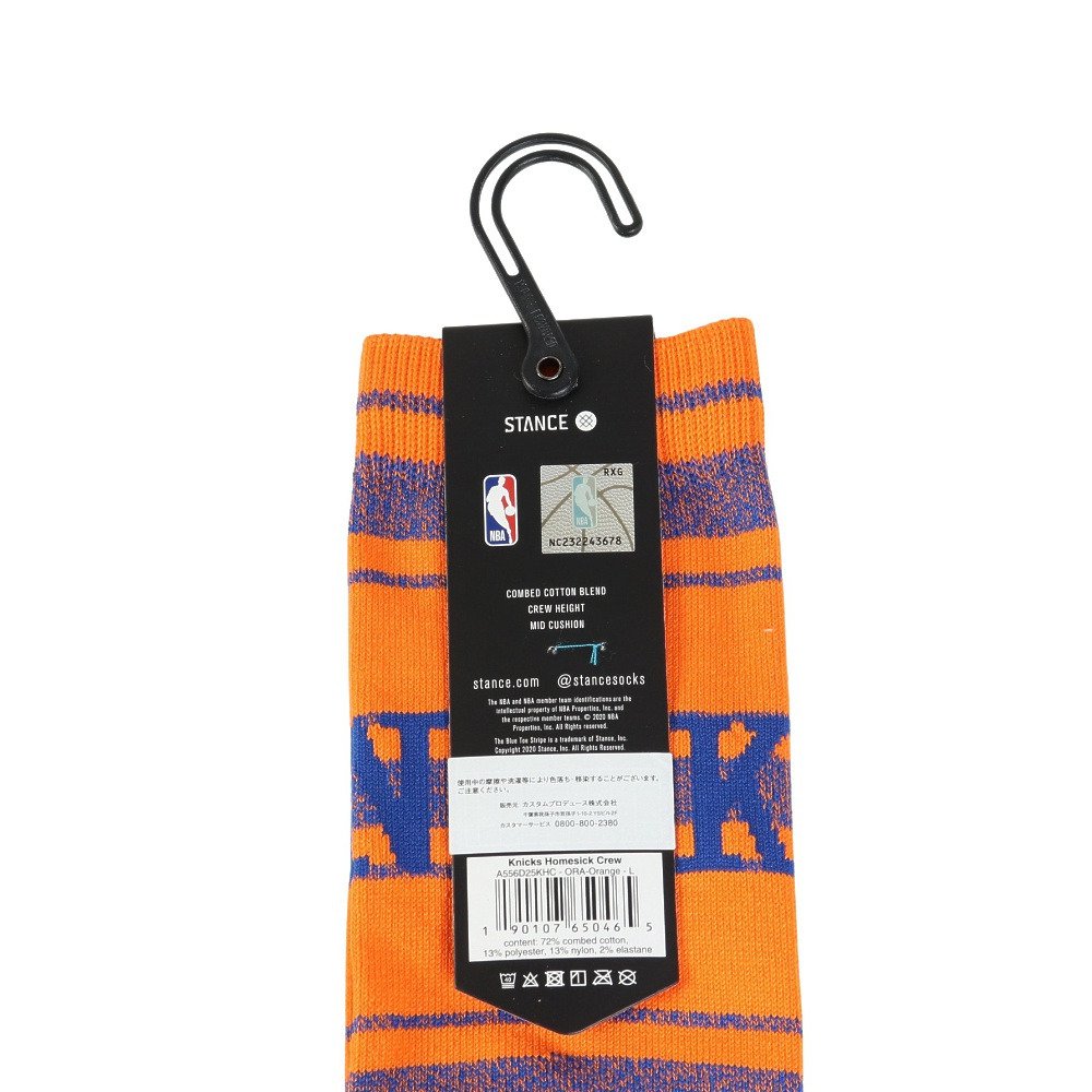 スタンス（STANCE）（メンズ、レディース）バスケットボール ソックス KNICKS HOMESICK CREW ニューヨーク・ニックス A556D25KHC#ORA