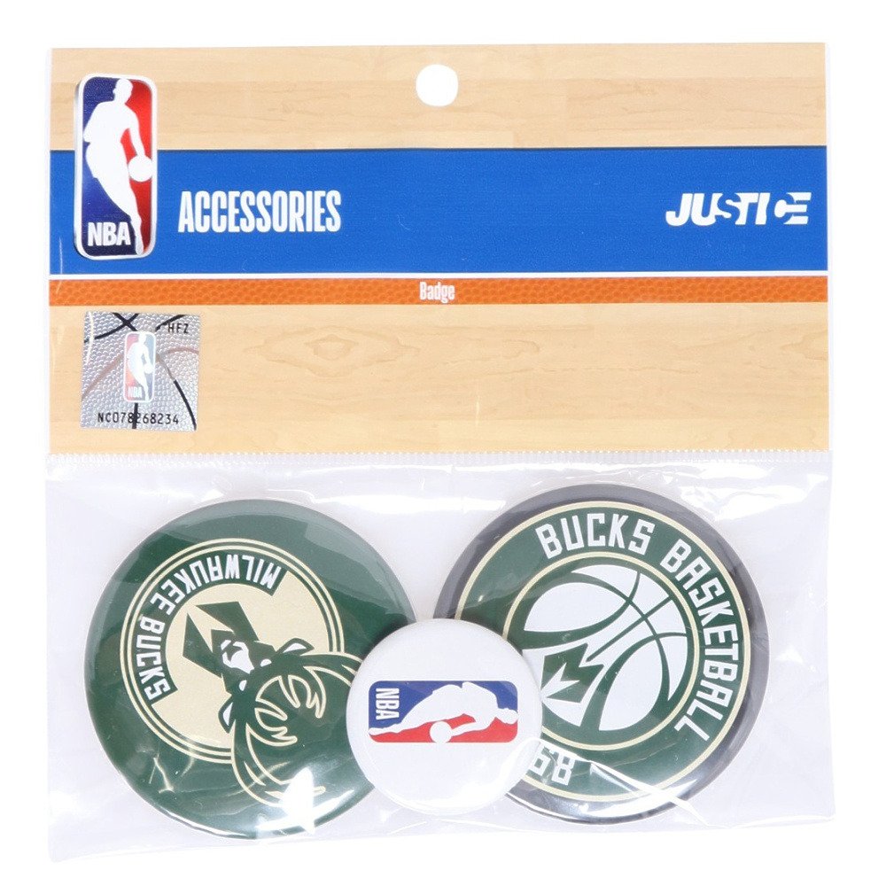 エヌビーエー（NBA）（メンズ、レディース、キッズ）缶バッチセット ミルウォーキー・バックス NBA32722