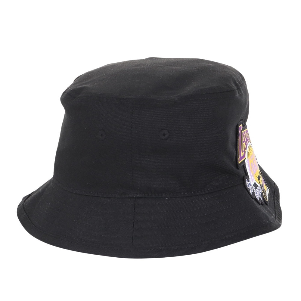 ミッチェルアンドネス（Mitchell&Ness）（メンズ、レディース）バケットハット NBA ロゴラップ HWC レイカーズ HBKB6730-LALBLCK