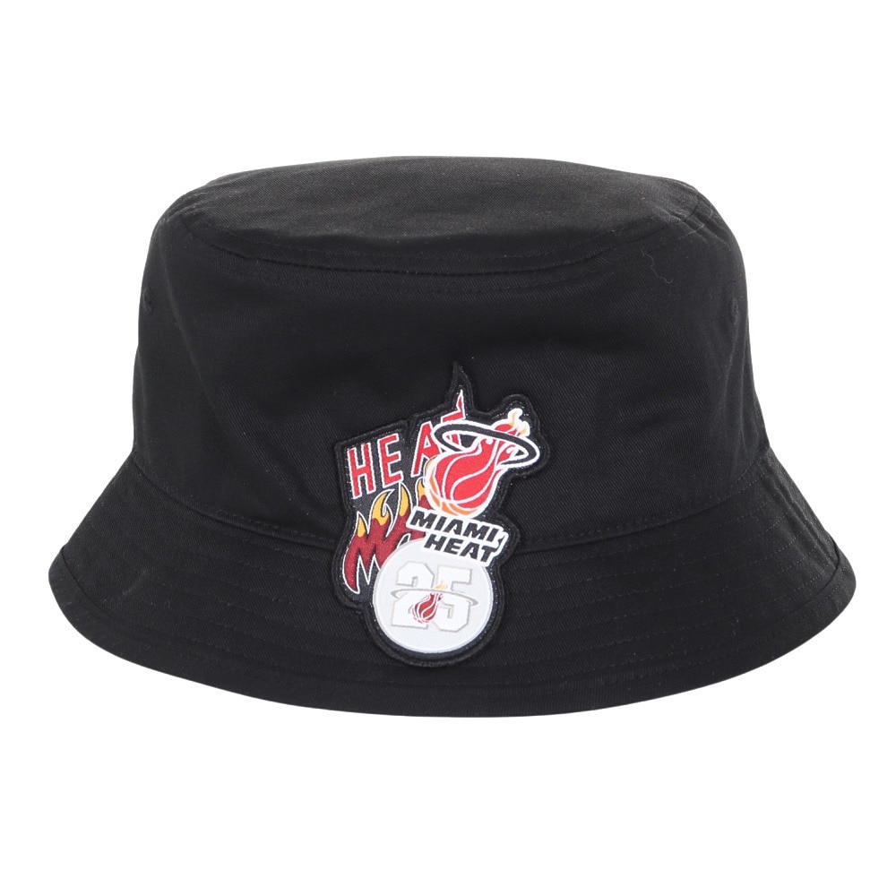 ミッチェルアンドネス（Mitchell&Ness）（メンズ、レディース）バケットハット NBA ロゴラップ HWC マイアミ・ヒート HBKB6730-MHEBLCK
