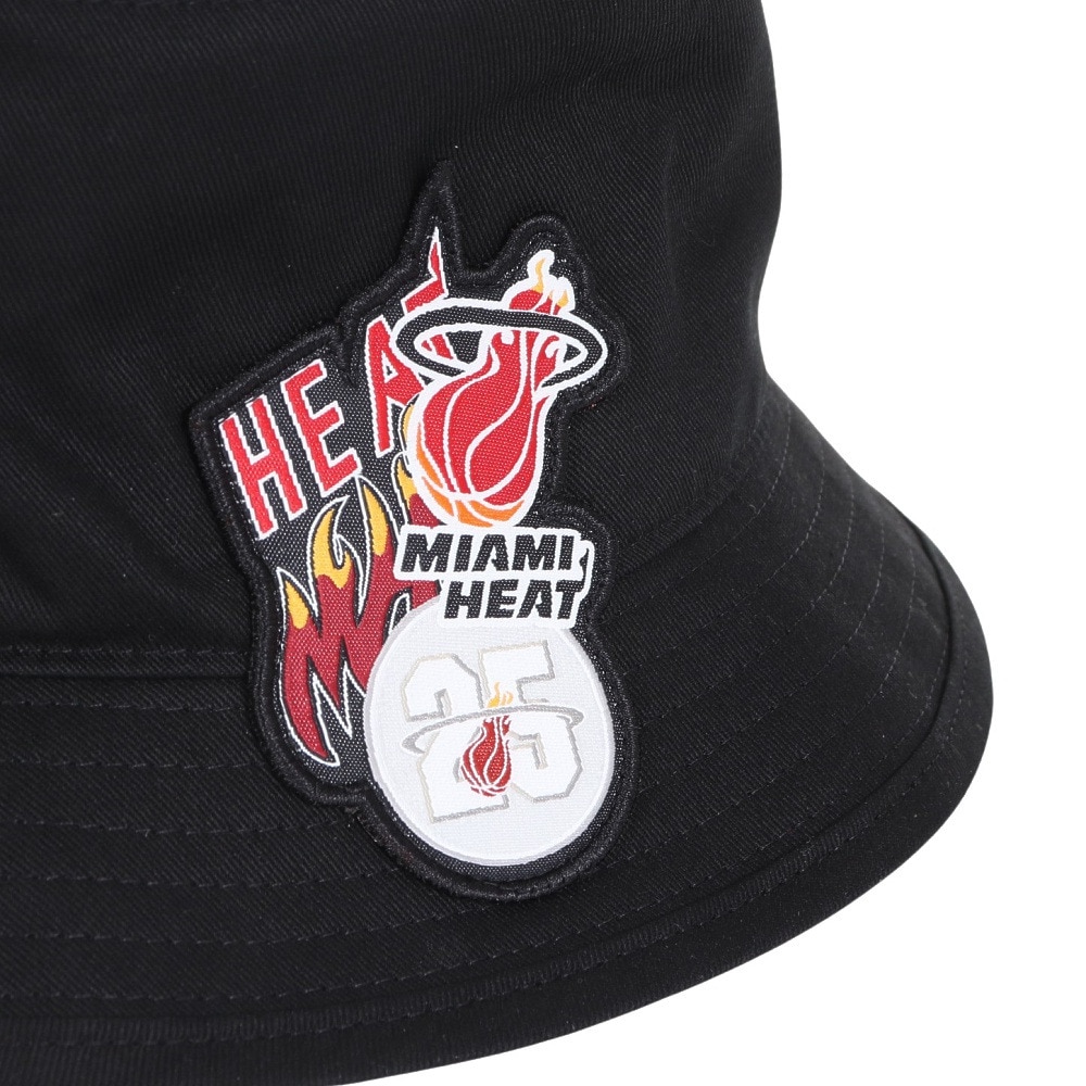 ミッチェルアンドネス（Mitchell&Ness）（メンズ、レディース）バケットハット NBA ロゴラップ HWC マイアミ・ヒート HBKB6730-MHEBLCK