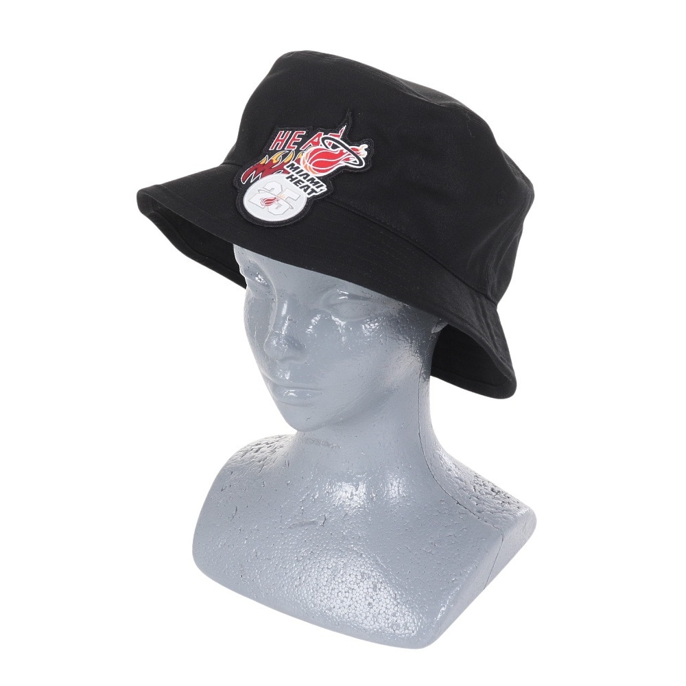 ミッチェルアンドネス（Mitchell&Ness）（メンズ、レディース）バケットハット NBA ロゴラップ HWC マイアミ・ヒート HBKB6730-MHEBLCK