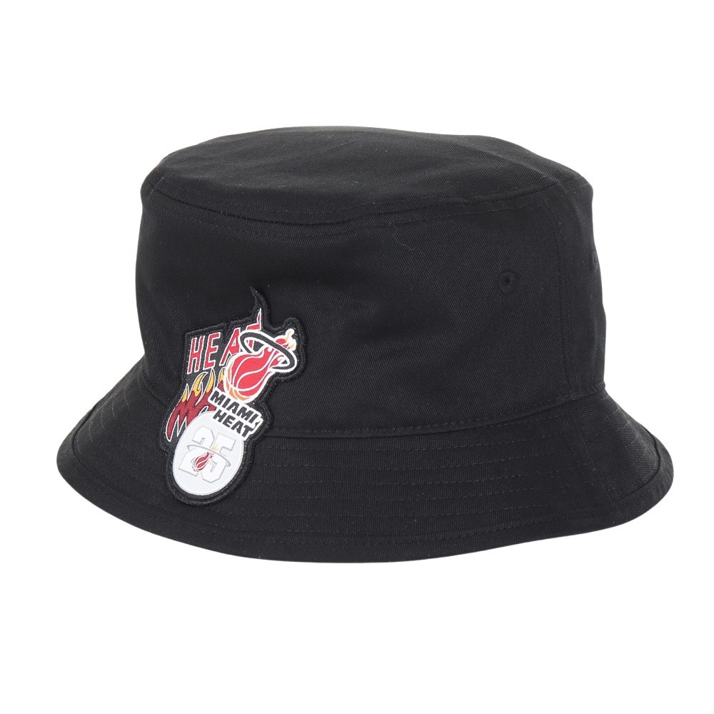 ミッチェルアンドネス（Mitchell&Ness）（メンズ、レディース）バケットハット NBA ロゴラップ HWC マイアミ・ヒート HBKB6730-MHEBLCK