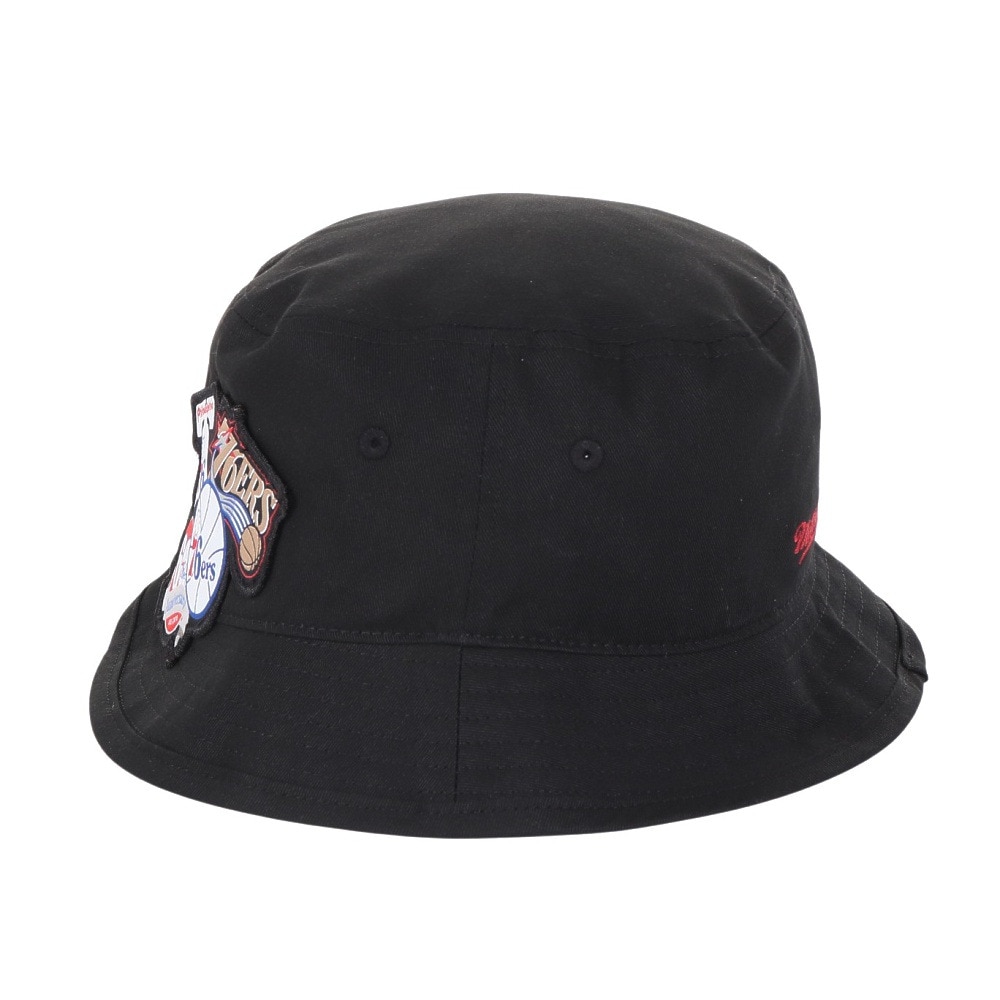 ミッチェルアンドネス（Mitchell&Ness）（メンズ、レディース）バケットハット NBA ロゴラップ HWC セブンティシクサーズ HBKB6730-P76BLCK