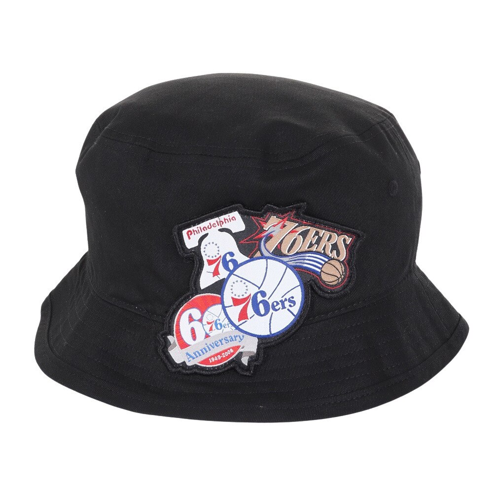 ミッチェルアンドネス（Mitchell&Ness）（メンズ、レディース）バケットハット NBA ロゴラップ HWC セブンティシクサーズ HBKB6730-P76BLCK