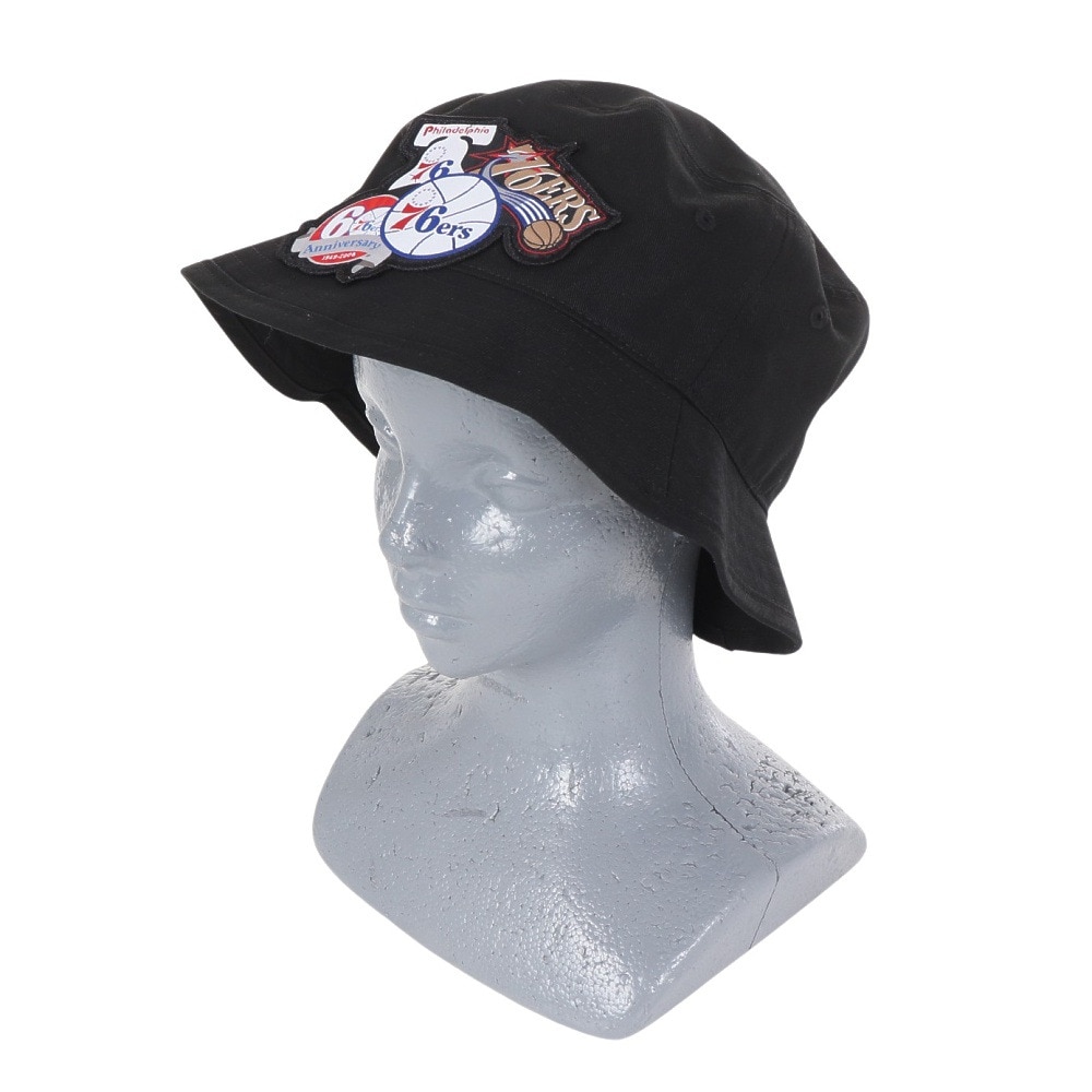 ミッチェルアンドネス（Mitchell&Ness）（メンズ、レディース）バケットハット NBA ロゴラップ HWC セブンティシクサーズ HBKB6730-P76BLCK