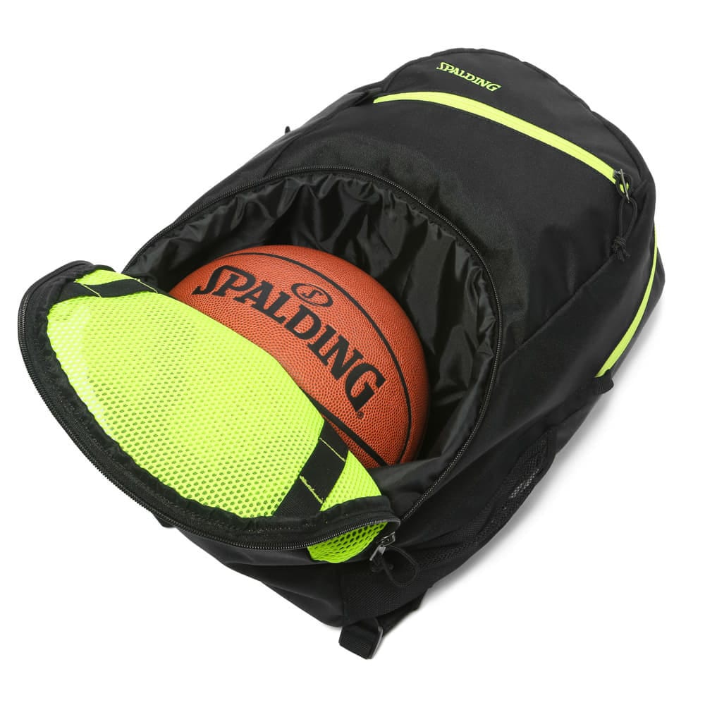 スポルディング（SPALDING）（メンズ、レディース）ハーフデイ ブリーズ ブラック×ライムグリーン リュック 42-014LG