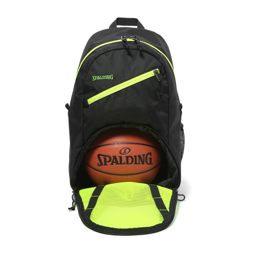 スポルディング（SPALDING）（メンズ、レディース）ハーフデイ ブリーズ ブラック×ライムグリーン リュック 42-014LG