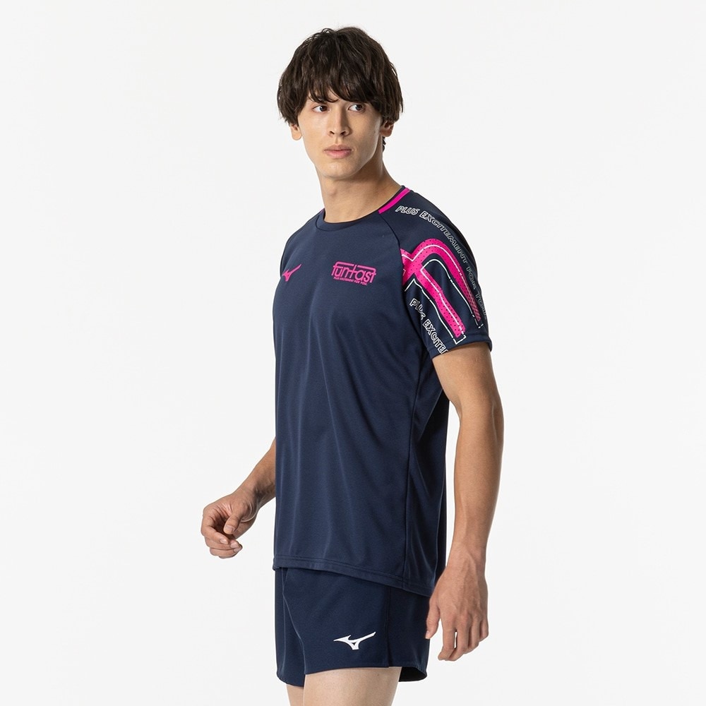 ミズノ（MIZUNO）（メンズ、レディース）バレーボールウェア Funtastプラクティスシャツ 半袖Tシャツ V2MAB10187 速乾