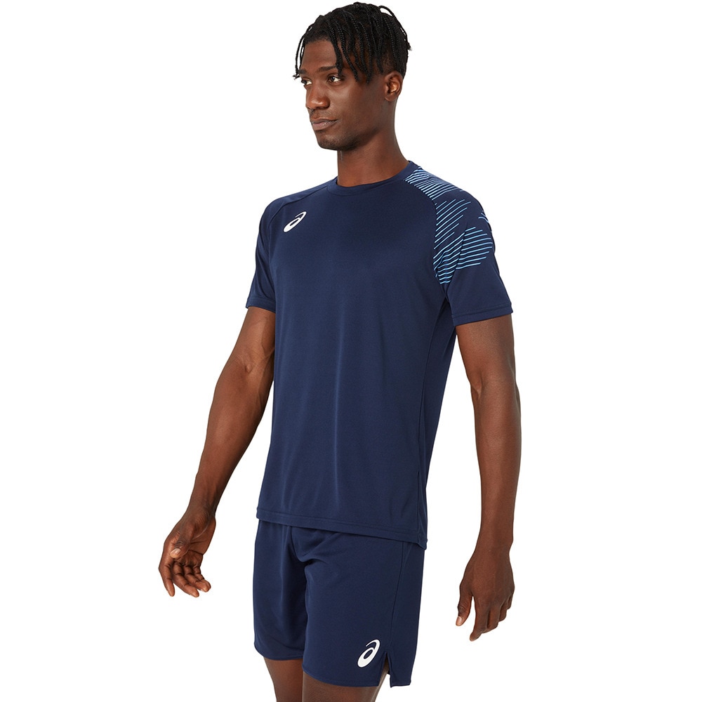 アシックス（ASICS）（メンズ）バレーボールウェア ドライプリント半袖シャツ 2053A160.400 速乾