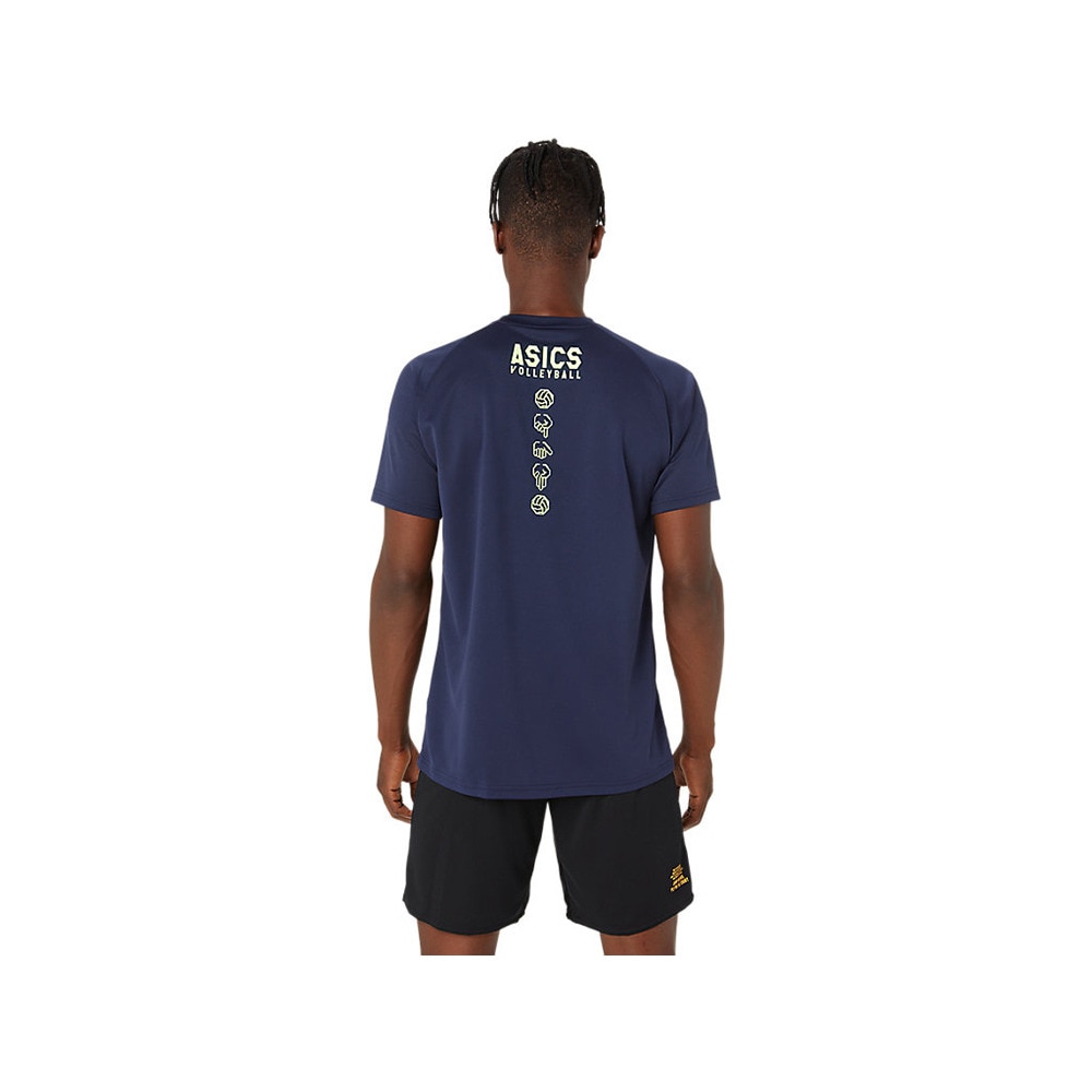 アシックス（ASICS）（メンズ）バレーボールウェア ドライプリント半袖シャツ 2053A162.400 速乾