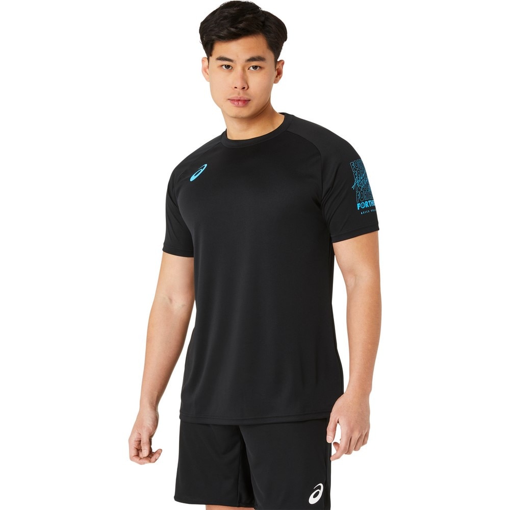 アシックス（ASICS）（メンズ、レディース）バレーボールウェア 半袖シャツ 袖プリント 2053A191.001