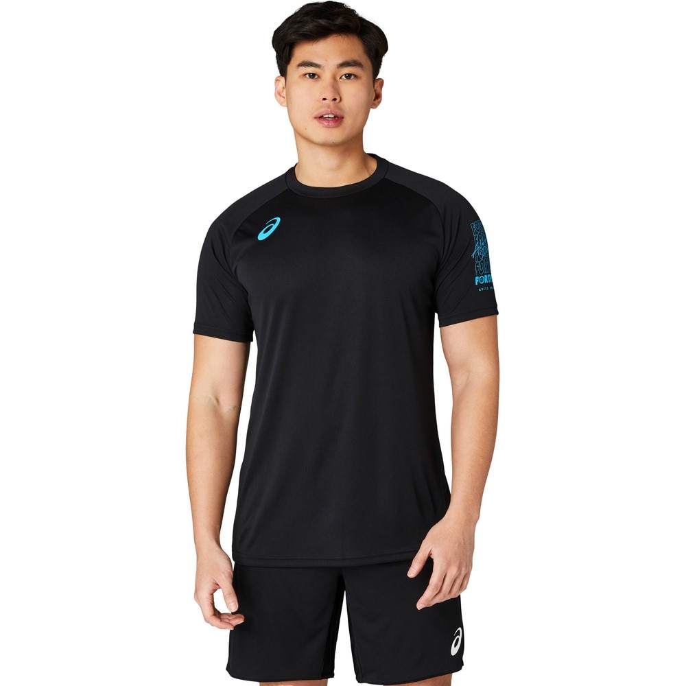 アシックス（ASICS）（メンズ、レディース）バレーボールウェア 半袖シャツ 袖プリント 2053A191.001