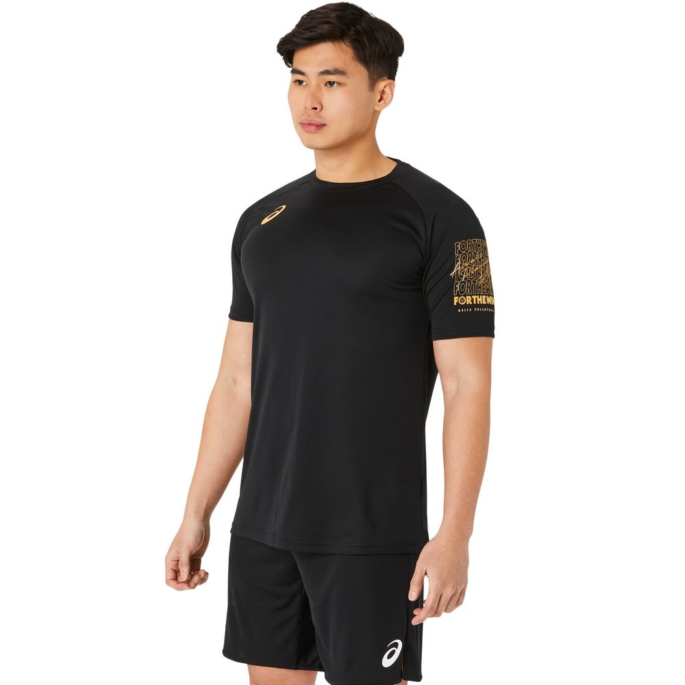 アシックス（ASICS）（メンズ、レディース）バレーボールウェア 半袖シャツ 袖プリント 2053A191.002