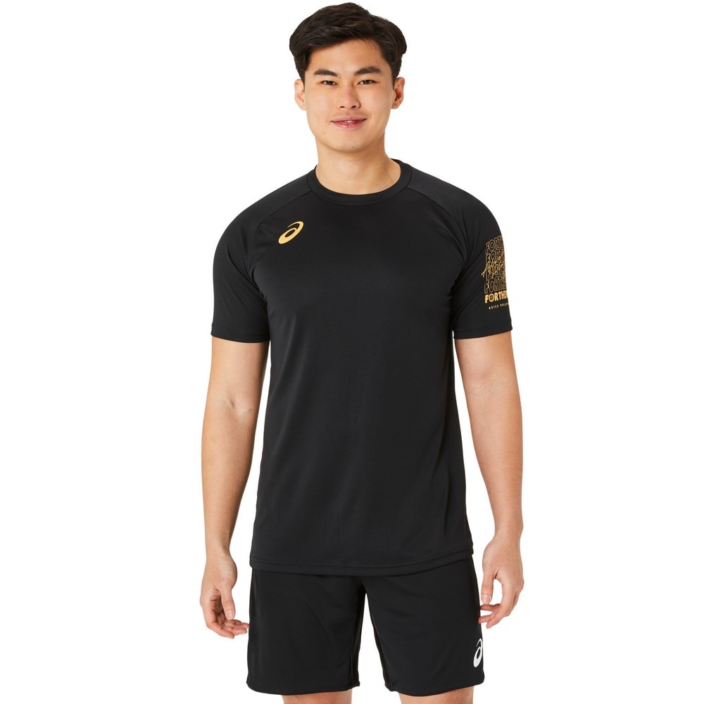アシックス（ASICS）（メンズ、レディース）バレーボールウェア 半袖シャツ 袖プリント 2053A191.002