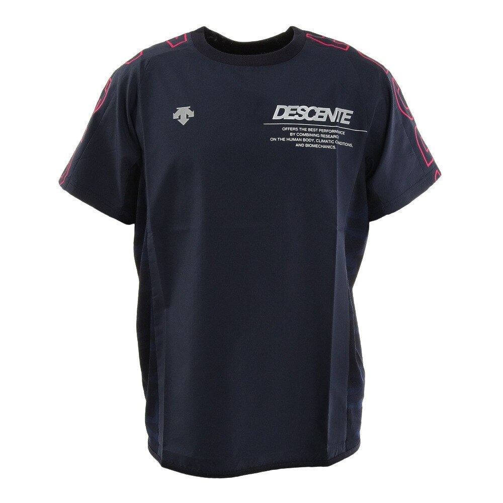 デサント（DESCENTE）（メンズ、レディース）バレーボールウェア 半袖ピステシャツ DVUTJK30 NV