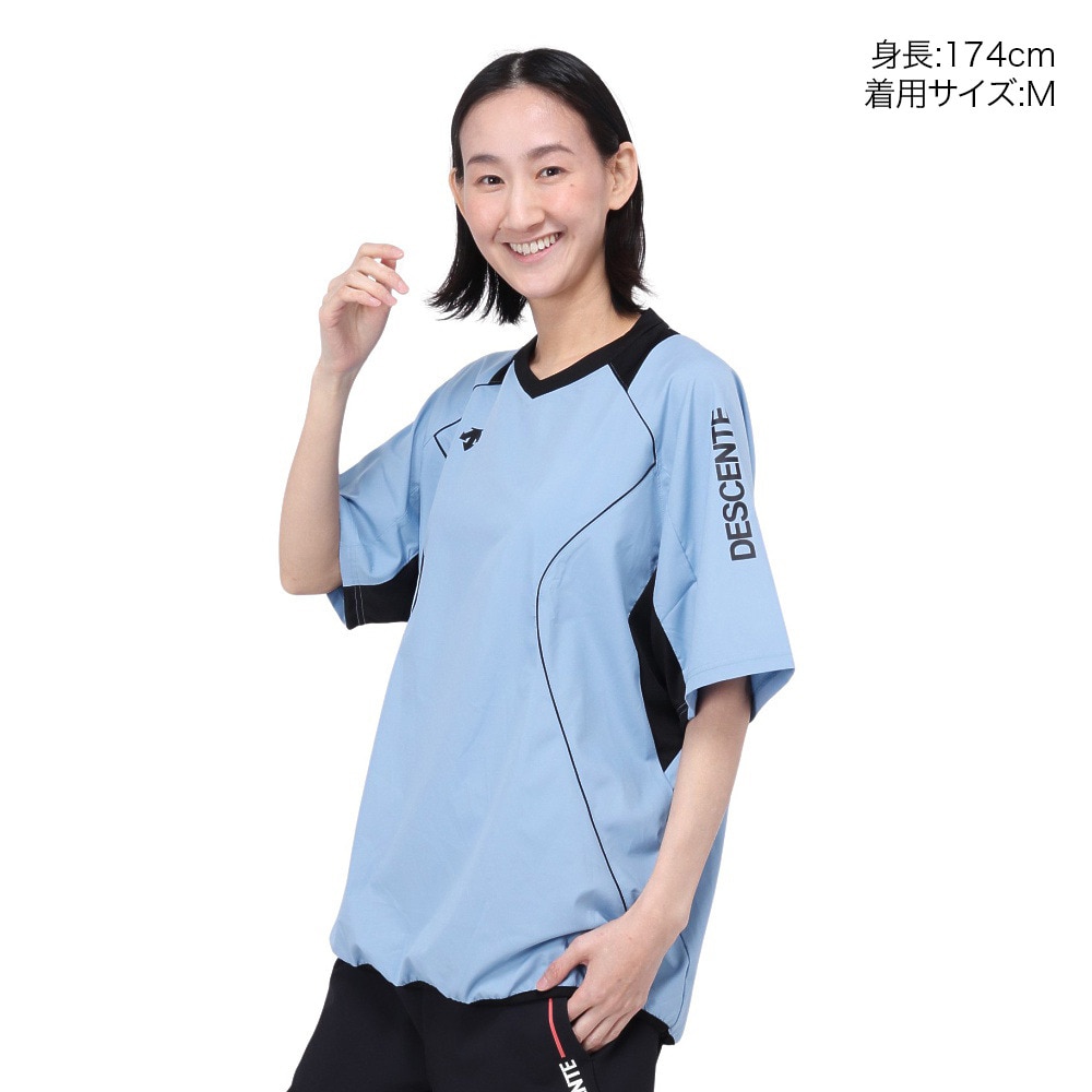 デサント（DESCENTE）（メンズ、レディース）ピステ カラー バレーボールウェア 半袖 シャツ 重ね着 DX-B2410XB BL02