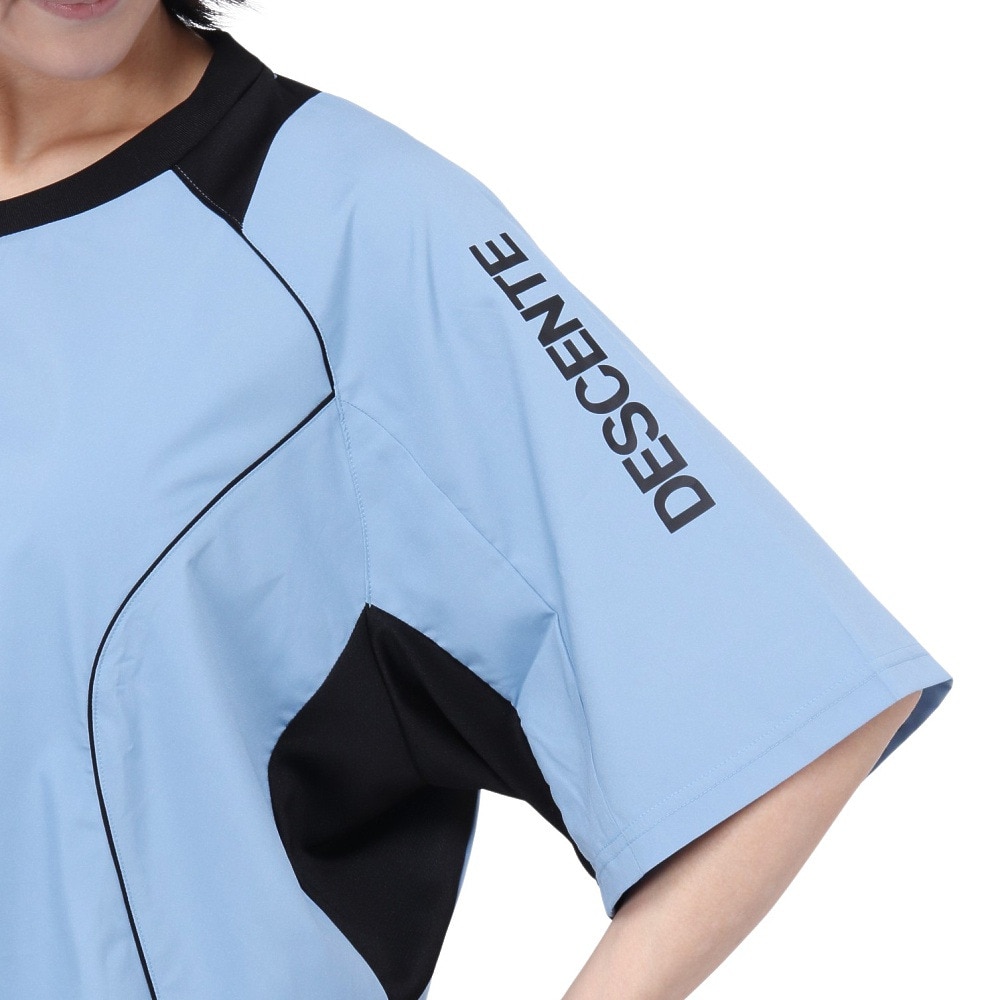 デサント（DESCENTE）（メンズ、レディース）ピステ カラー バレーボールウェア 半袖 シャツ 重ね着 DX-B2410XB BL02