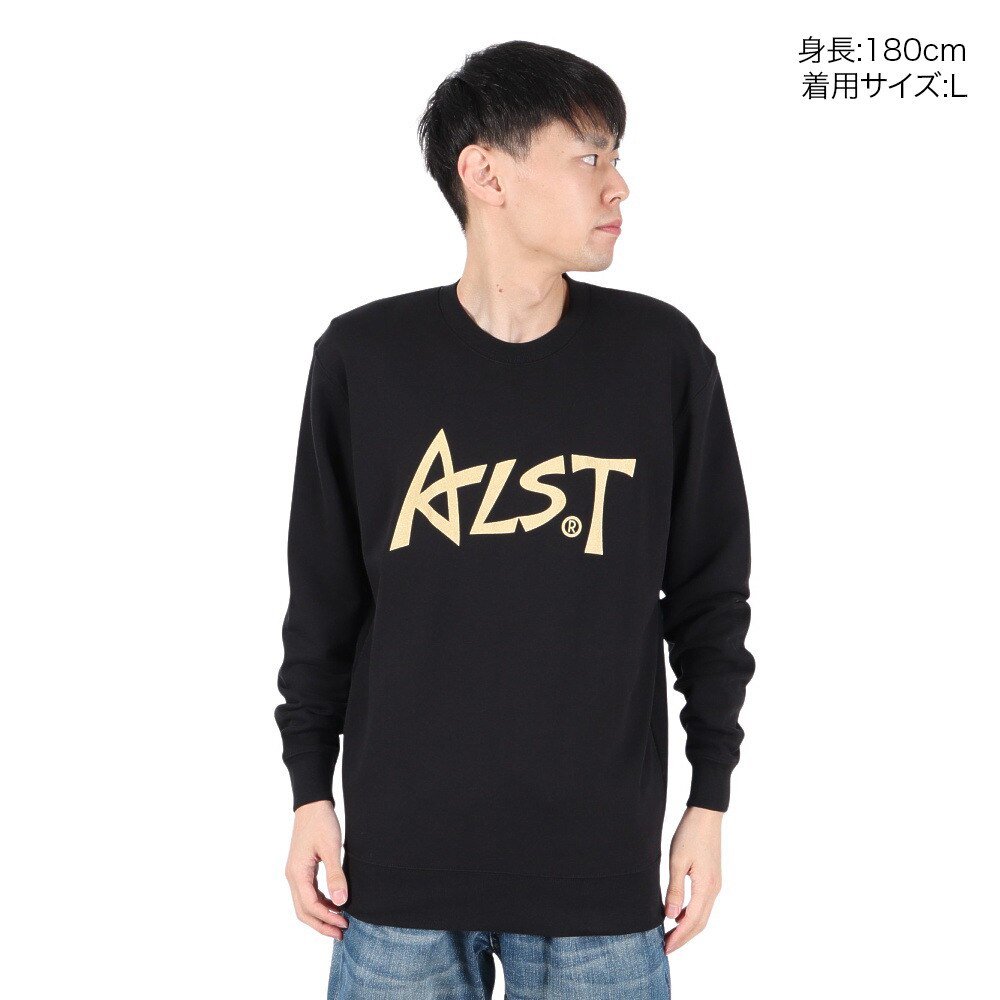 アルスト（ALST）（メンズ）バレーボールウェア クルーネックスウェット フロント ゴールドロゴ VB23AT03-09