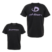 ファイテン（PHITEN）（メンズ）バレーボール Tシャツ RAKUシャツSPORTS スムースドライ 半袖 ロゴ入り BK/PR 3120JG40200 スポーツウェア 吸汗速乾