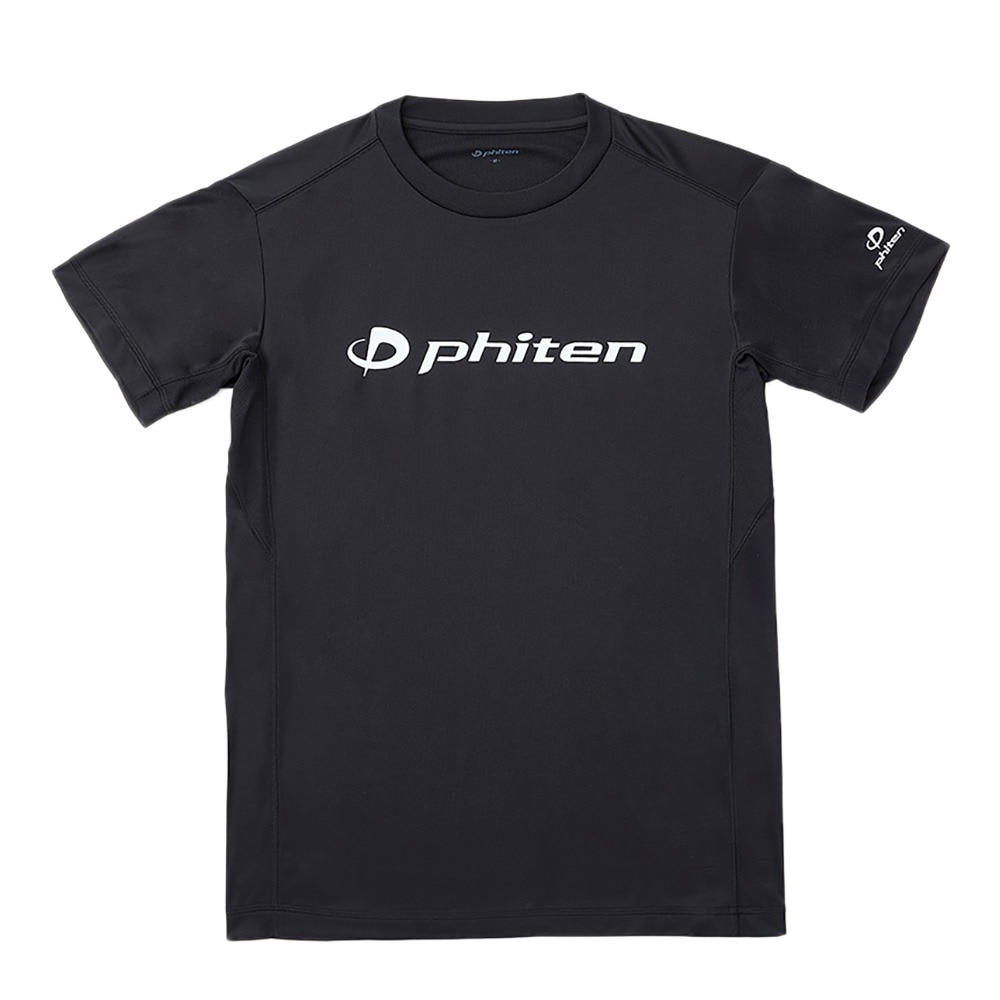 ファイテン（PHITEN）（メンズ、レディース）バレーボール 半袖 RUKUシャツ ブラック 白文字 3124JG57620