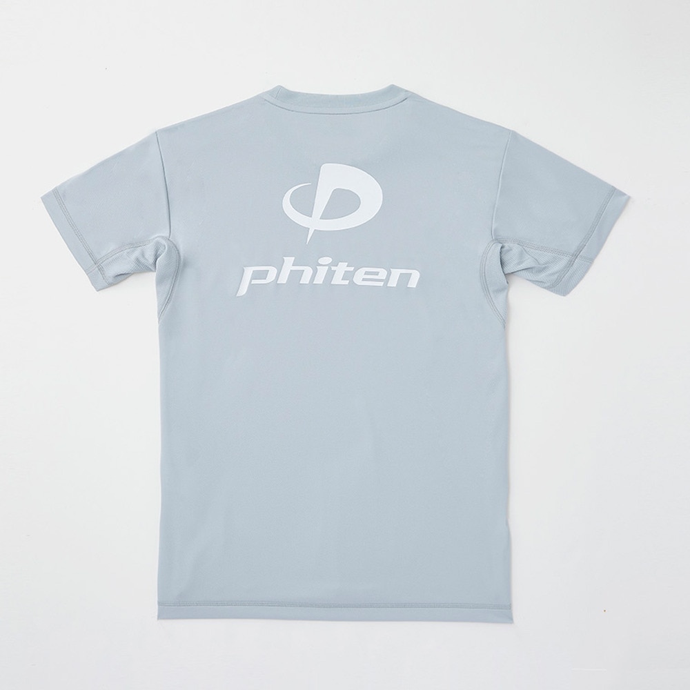 ファイテン（PHITEN）（メンズ、レディース）バレーボールウェア 半袖 RUKUシャツ グレー 白文字 3124JG57700
