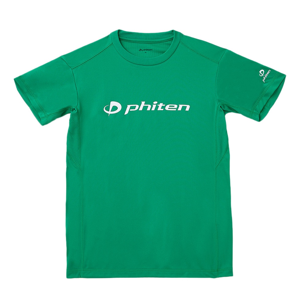 ファイテン（PHITEN）（メンズ、レディース）バレーボール 半袖 RUKUシャツ グリーン 白文字 3124JG58200