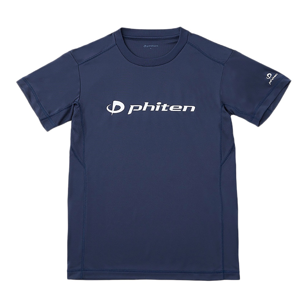 ファイテン（PHITEN）（メンズ、レディース）バレーボール 半袖 RUKUシャツ ネイビー 白文字 バレーボールウェア 3124JG58500