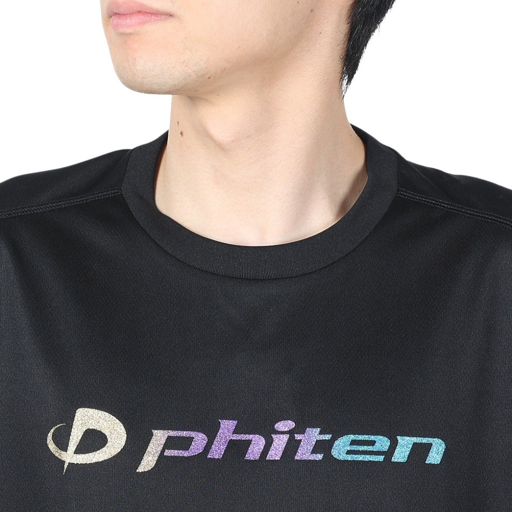 ファイテン（PHITEN）（メンズ、レディース）バレーボール 半袖 RUKUシャツ グラデーション ブラック 3124JG61900
